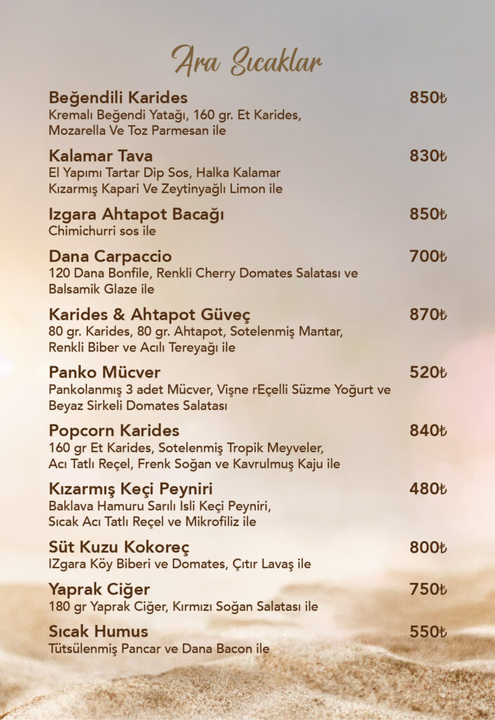 Restoran Menü Türkçe