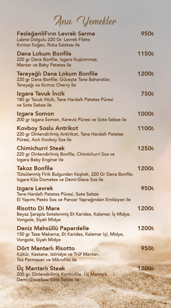 Restoran Menü Türkçe