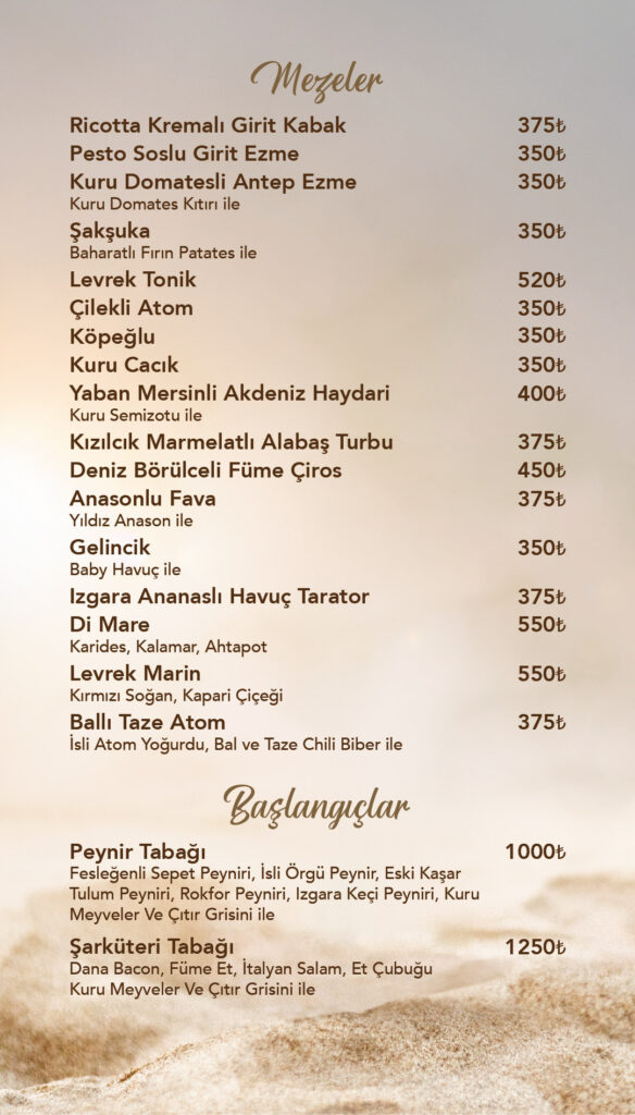 Restoran Menü Türkçe