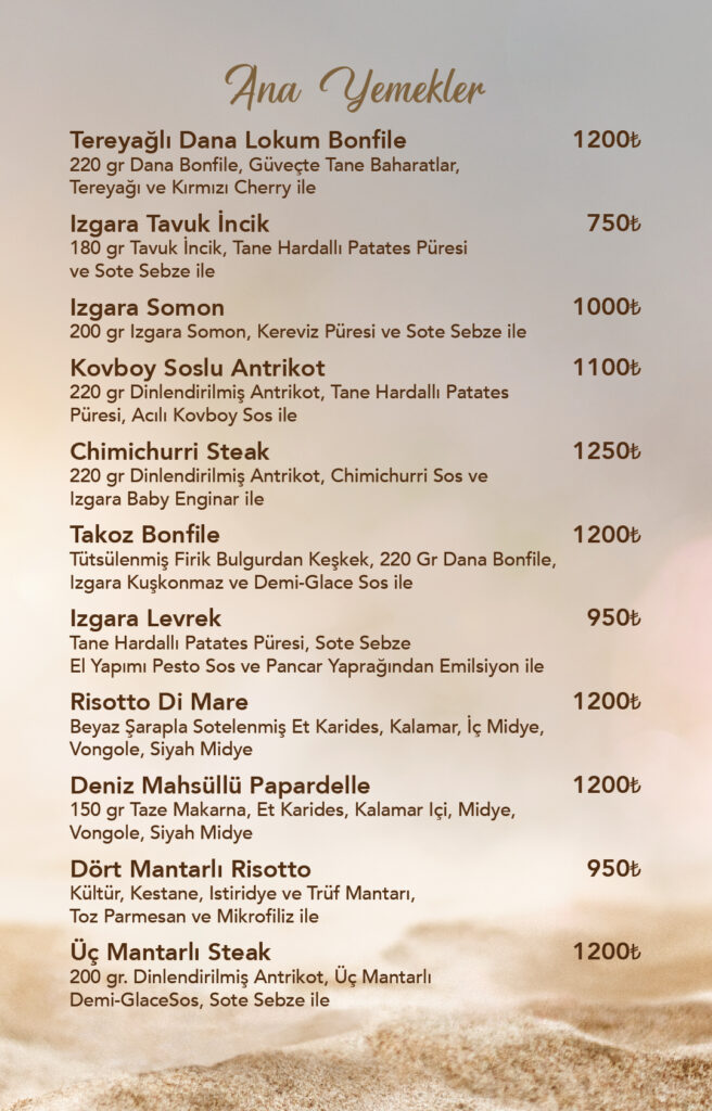 Restoran Menü Türkçe