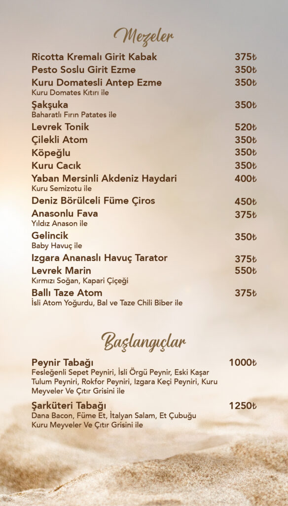 Restoran Menü Türkçe