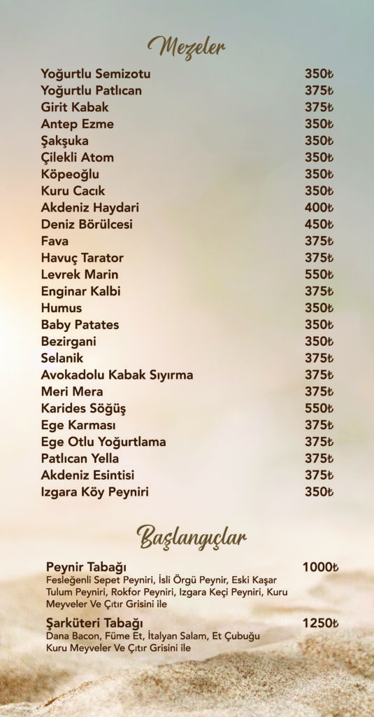 Restoran Menü Türkçe