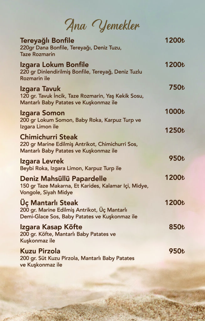 Restoran Menü Türkçe