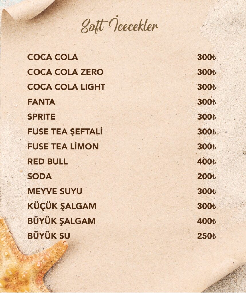İçecekler Menü Türkçe
