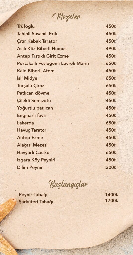 Restoran Menü Türkçe