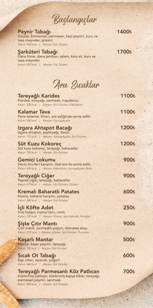 Restoran Menü Türkçe
